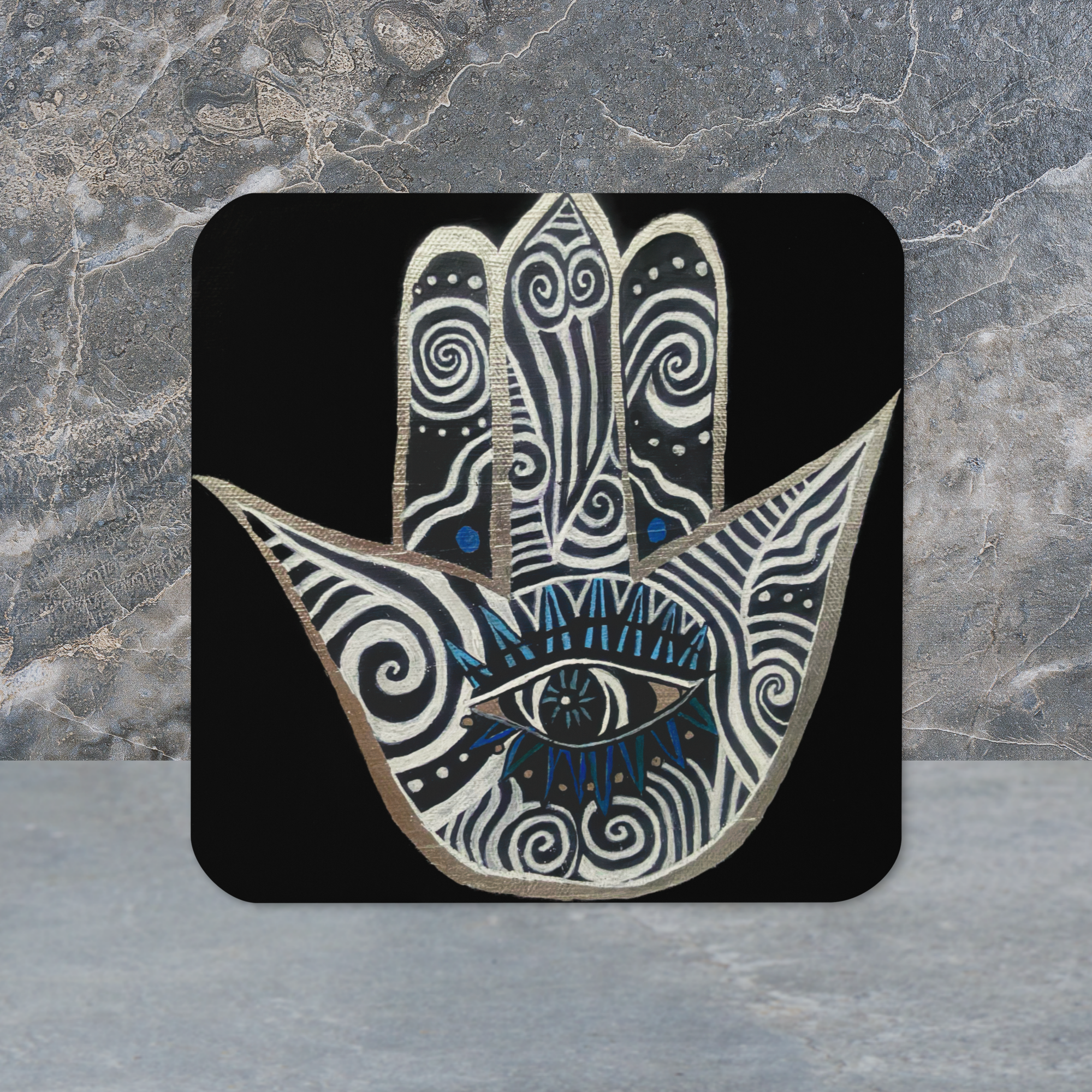 Yurmaze cork-back coaster with original artwork, waterproof, heat-resistant, non-slip – perfect for beverage coasters, protecting tables, and gifting.