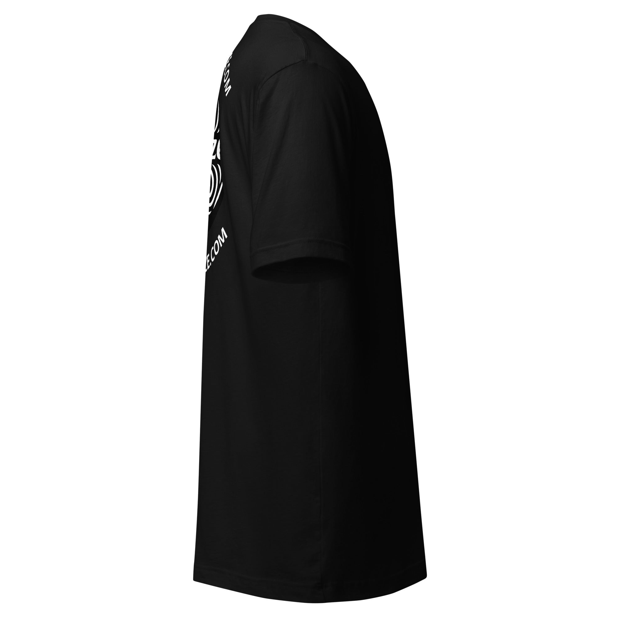 Side view of Yurmaze eco-friendly unisex t-shirt made from recycled materials