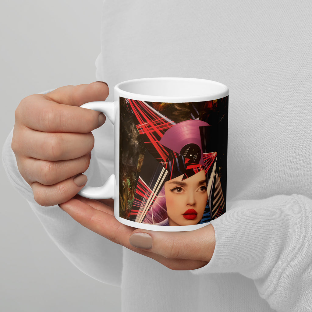 Yurmaze ceramic mug with original abstract artwork, glossy finish, 11 oz, dishwasher and microwave safe – ideal for coffee, tea, or gifting to art lovers.