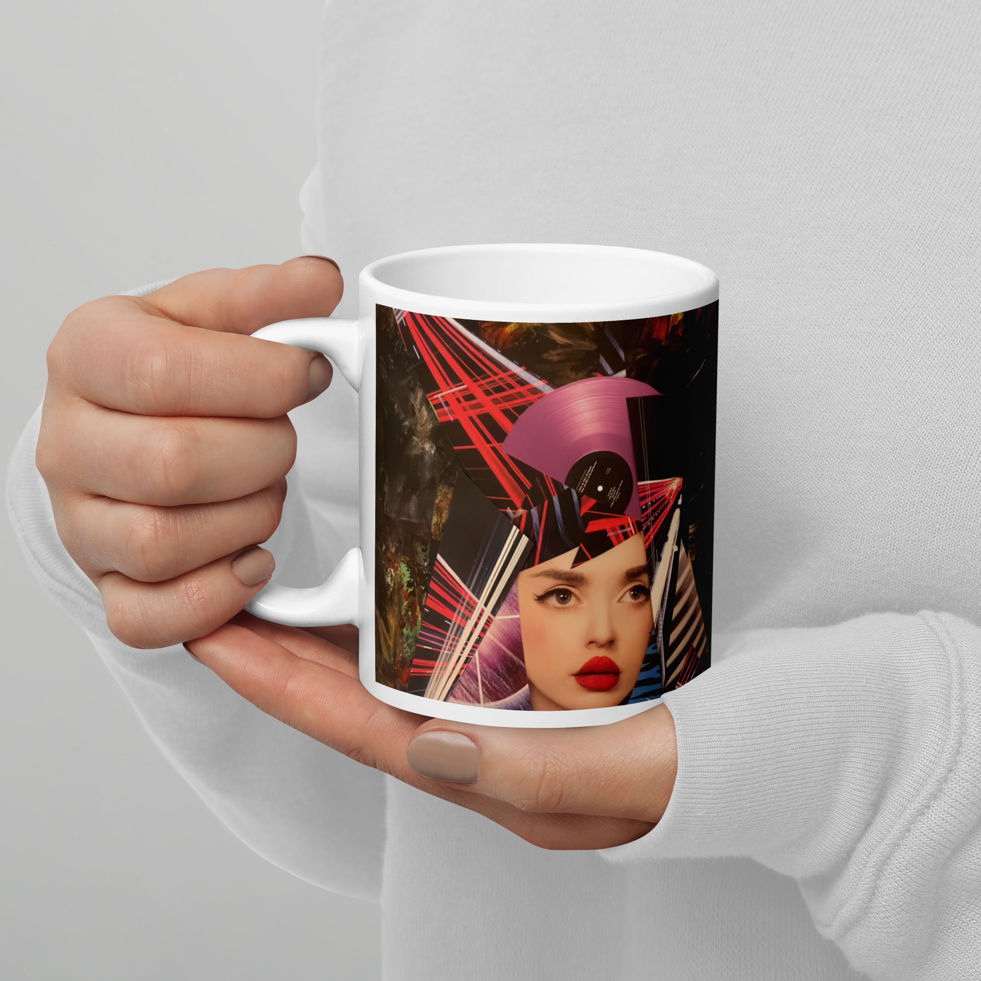 Yurmaze ceramic mug with original abstract artwork, glossy finish, 11 oz, dishwasher and microwave safe – ideal for coffee, tea, or gifting to art lovers.